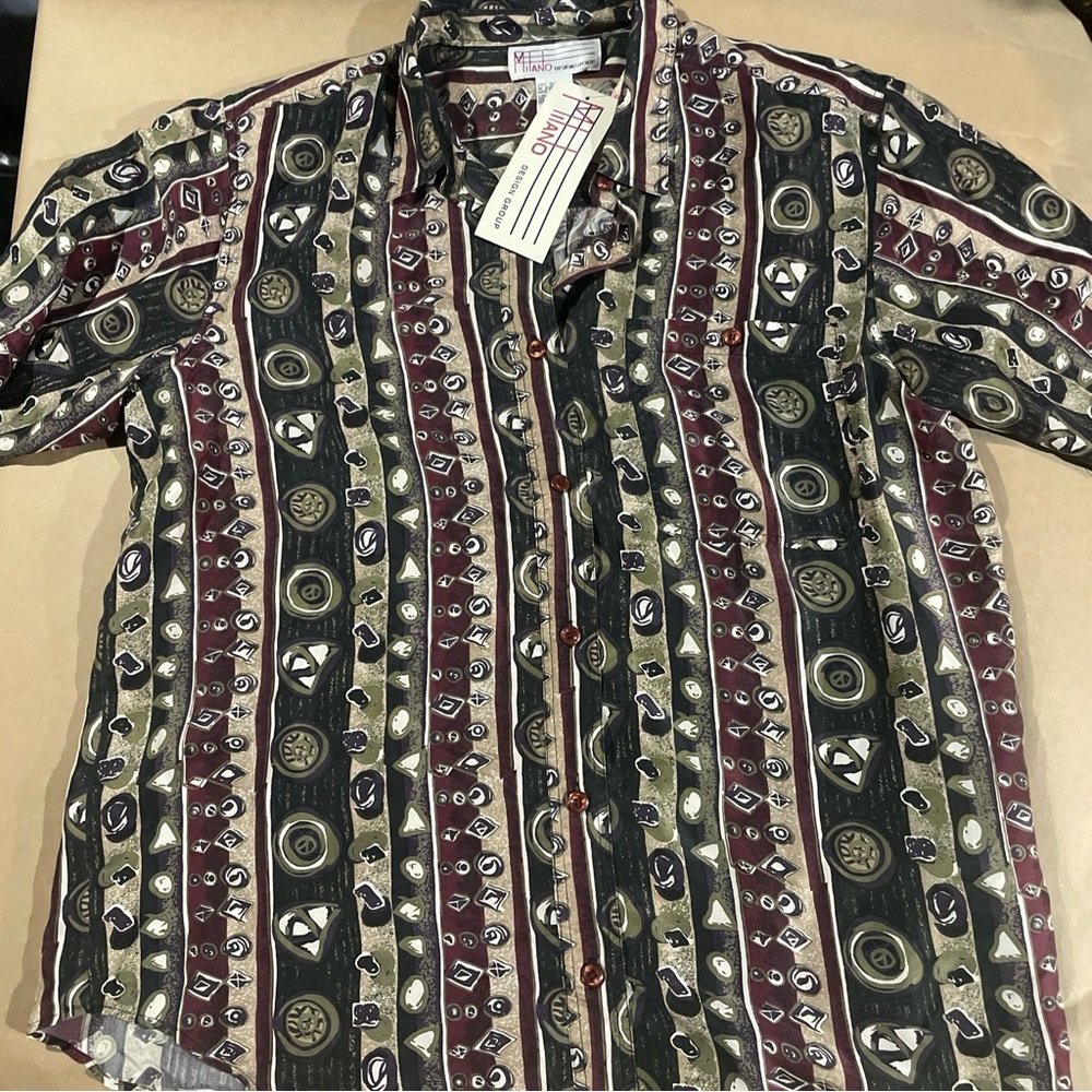 Vintage 80s/90s Rare Men’s Milano Design Group Silk Large Shirt Shoulder Pads